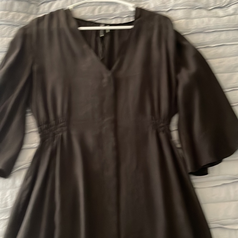 New ZARA black dress- synched waist and 3/4 bell sleeves Large